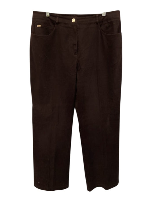 St John Sport Size 16 Brown Cotton Blend Mid Rise Zip & Button Pants Brown / 16