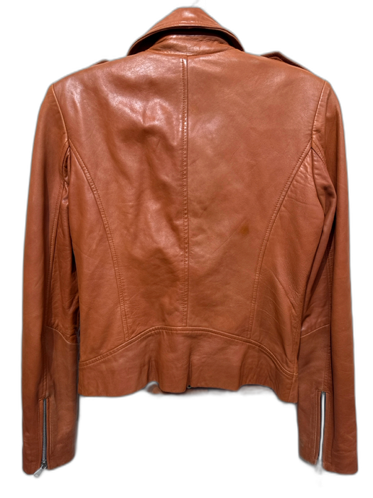 Amaryllis Size XS Cognac Brown Leather Zip Detail Snap Detail Motorcycle Jacket Cognac Brown / XS