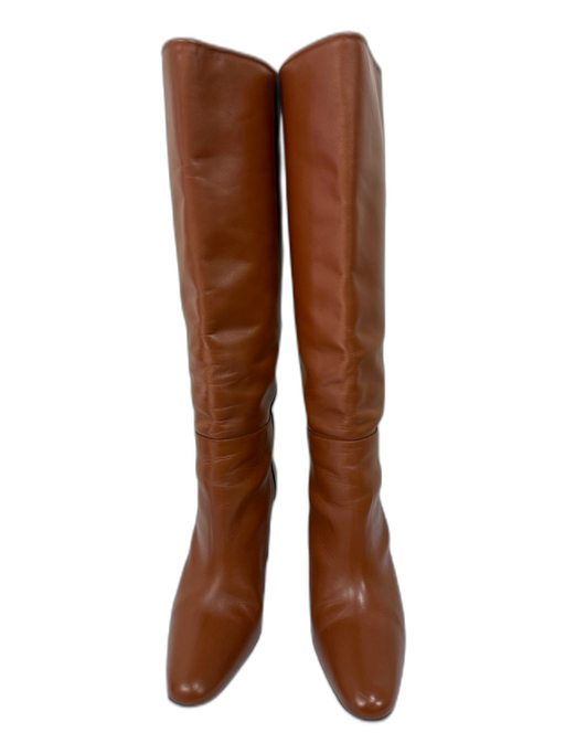 Frame Shoe Size 39 Cognac Brown & Black Leather Round Toe Colorblock Boots Cognac Brown & Black / 39