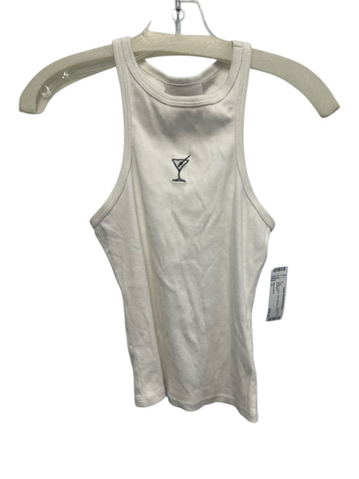 Reformation Size S White Cotton Tank Ribbed Graphic Top White / S