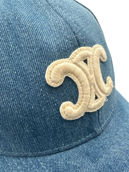 Celine Medium Wash Cotton Denim Baseball cap Logo Hat Medium Wash / M
