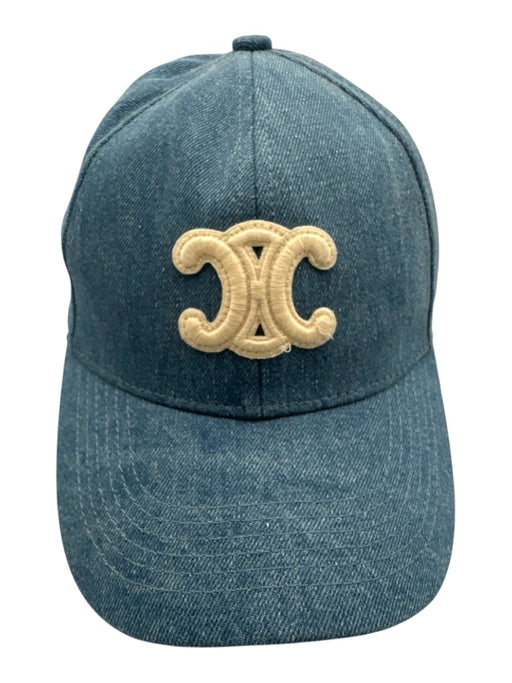 Celine Medium Wash Cotton Denim Baseball cap Logo Hat Medium Wash / M
