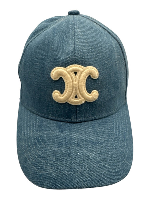 Celine Medium Wash Cotton Denim Baseball cap Logo Hat Medium Wash / M