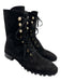 Stuart Weitzman Shoe Size 7.5B Black Leather Suede Lace Up Side Zip Boots Black / 7.5B