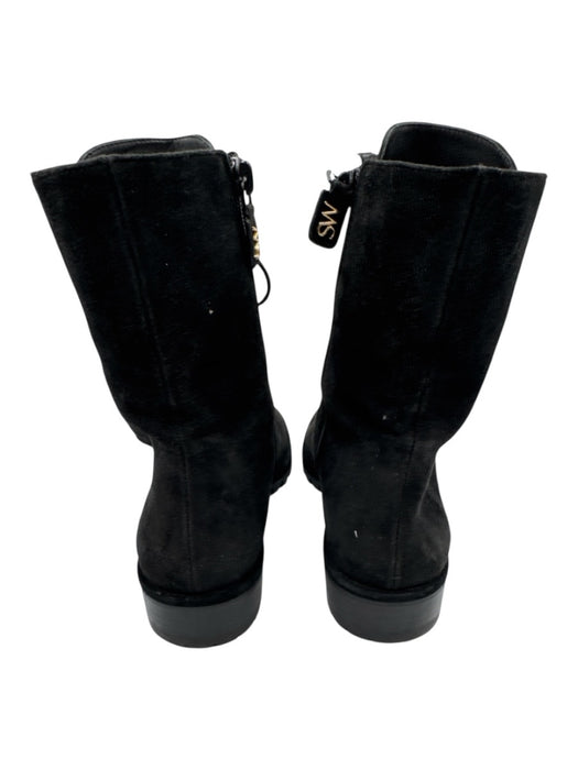 Stuart Weitzman Shoe Size 7.5B Black Leather Suede Lace Up Side Zip Boots Black / 7.5B