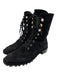Stuart Weitzman Shoe Size 7.5B Black Leather Suede Lace Up Side Zip Boots Black / 7.5B