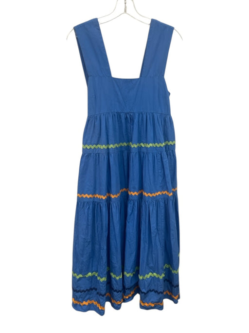 By Anthropologie Size M Blue & Multi Cotton Sleeveless Squiggles Midi Dress Blue & Multi / M