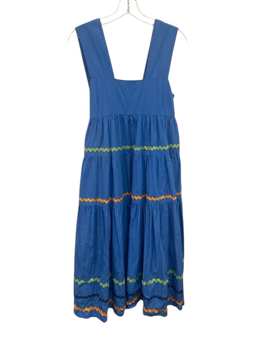 By Anthropologie Size M Blue & Multi Cotton Sleeveless Squiggles Midi Dress Blue & Multi / M