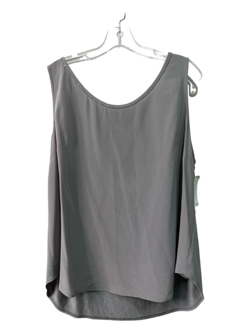 St John Size XL Gray Silk Sleeveless Monili Mixed Fabric Darted Top Gray / XL