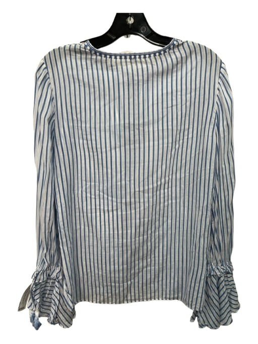 Kobi Halperin Size S Blue & White Cotton Long Sleeve Vertical Stripes Tunic Top Blue & White / S