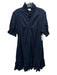 S'edge Size S Navy Blue Cotton Blend Short Puff Sleeve 1/2 Button Dress Navy Blue / S
