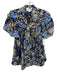 Gilner Farrar Size S Navy Blue, Yellow & White Viscose Floral Button Front Top Navy Blue, Yellow & White / S