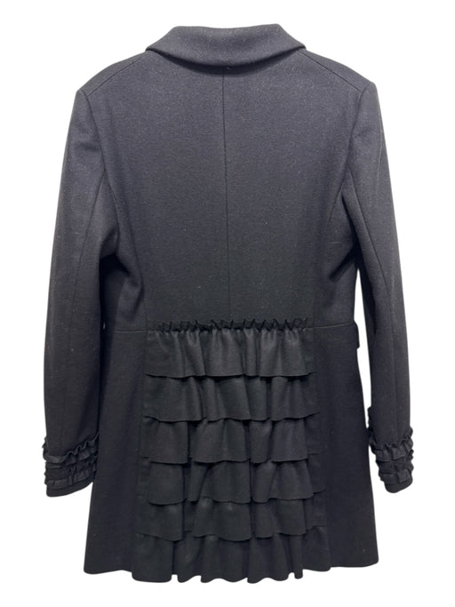 Weekend Max Mara Size 40 Black Wool Button Up Ruffle Details Coat Black / 40