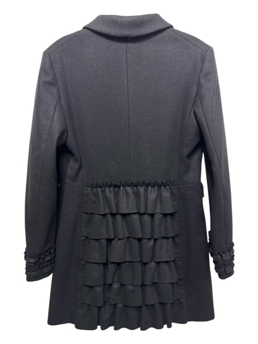 Weekend Max Mara Size 40 Black Wool Button Up Ruffle Details Coat Black / 40
