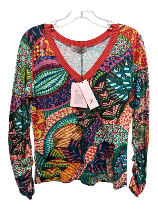 Aldo Martins Size M Green, Orange, Multi Cotton All Over Print Floral Sweater Green, Orange, Multi / M