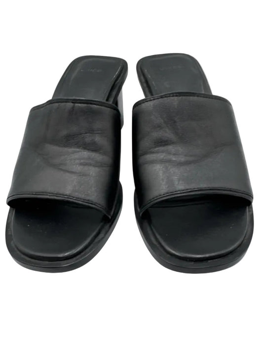 Vince Shoe Size 7.5 Black Leather Upper One Strap Slide Block Heel Sandal Mules Black / 7.5
