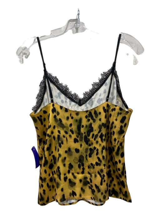 Anine Bing Size S Yellow & Black Silk Animal Print Lace Trim Cami Top Yellow & Black / S