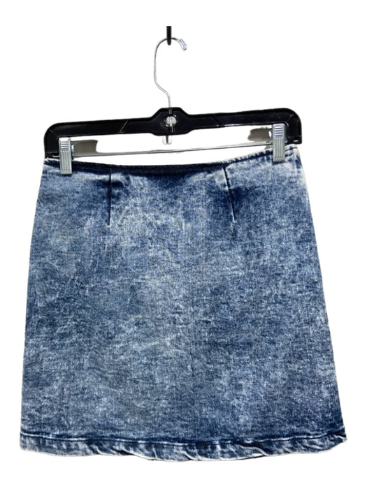 Retrofete Size S Light Med Wash Cotton Denim High Rise Button Detail Skirt Light Med Wash / S