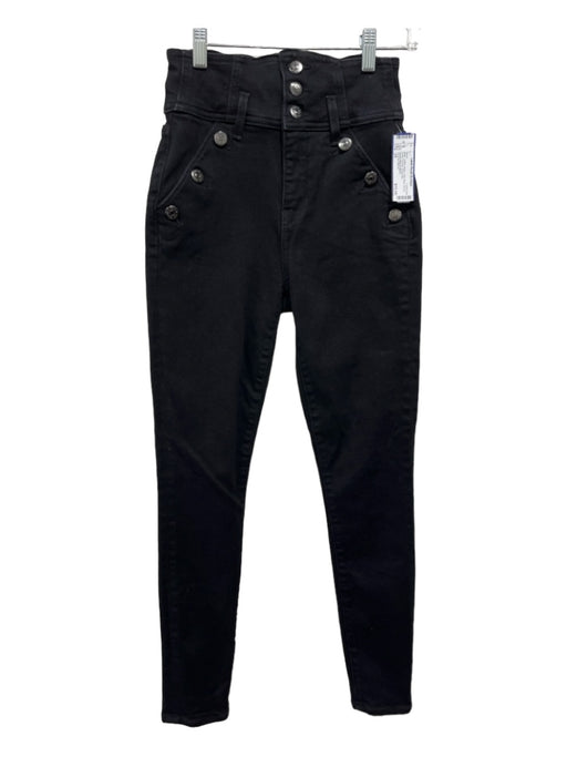 Veronica Beard Size 25 Black Cotton Denim High Rise Skinny Button Pockets Jeans Black / 25