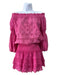 Temptation Positano Size S Pink Linen Eyelet Lace smocked Tiered Skirt Set Pink / S