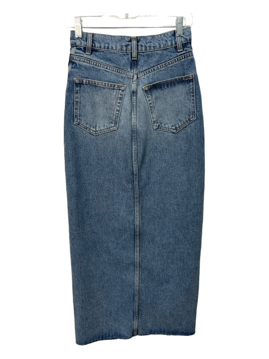 Reformation Jeans Size 25 Medium Wash Cotton Denim High Rise Front Slit Skirt Medium Wash / 25