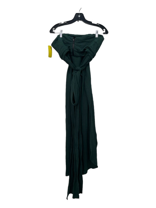 Just Bee Queen Size S Dark Green Cotton Gauze Maxi Ruched Wrap Top Skirt Set Dark Green / S