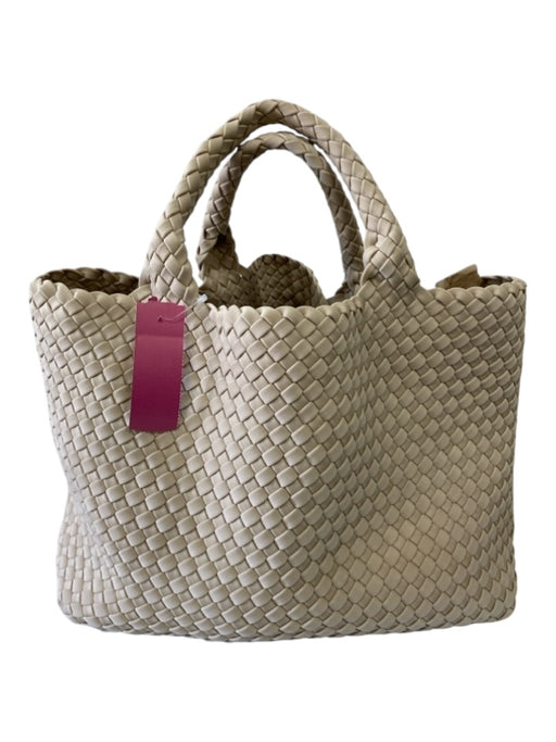 Naghedi Beige Terylene Woven Open Top Zip Pouch Tote Bag Beige / Medium