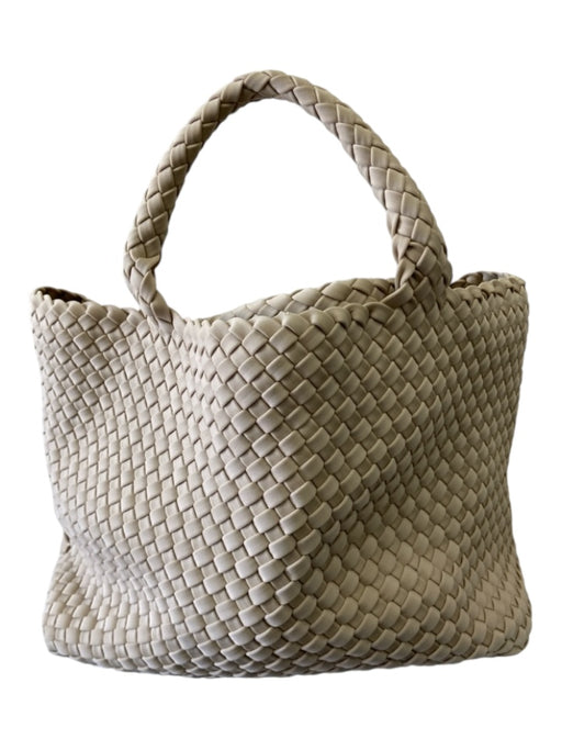 Naghedi Beige Terylene Woven Open Top Zip Pouch Tote Bag Beige / Medium