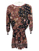 Poupette St. Barth Size Small Black, Pink & Orange Viscose Floral V Neck Dress Black, Pink & Orange / Small