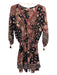 Poupette St. Barth Size Small Black, Pink & Orange Viscose Floral V Neck Dress Black, Pink & Orange / Small