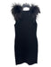 Milly Size Small Black Viscose & Polybutylene Ribbed feather Shoulder Dress Black / Small