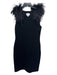 Milly Size Small Black Viscose & Polybutylene Ribbed feather Shoulder Dress Black / Small