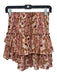 Misa Size XS Pink, Cream & Maroon Polyester Elastic Waist Floral Mini Skirt Pink, Cream & Maroon / XS