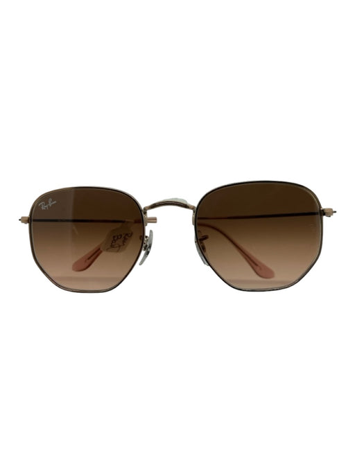 Ray Ban Rose Metal Frame Brown Lens Rectangle Aviator Sunglasses Rose