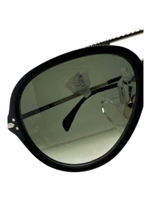 Celine Black & Gold Acetate Metal Aviator Sunglasses Black & Gold