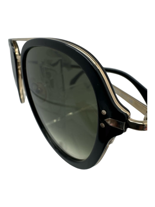 Celine Black & Gold Acetate Metal Aviator Sunglasses Black & Gold