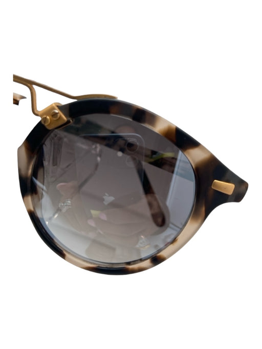 Krewe Gold, Black & Brown Acetate Tortoise Gradient Metal Accent Sunglasses Gold, Black & Brown