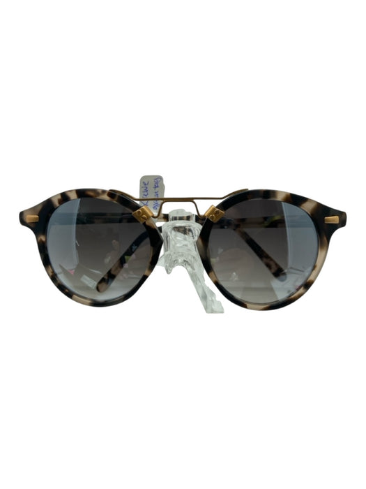 Krewe Gold, Black & Brown Acetate Tortoise Gradient Metal Accent Sunglasses Gold, Black & Brown