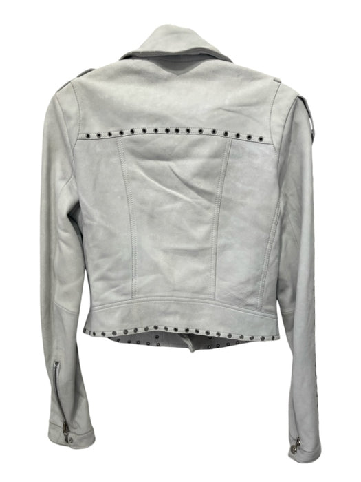 JKTNYC Size XS White Leather Suede Epaulettes Moto Jacket White / XS