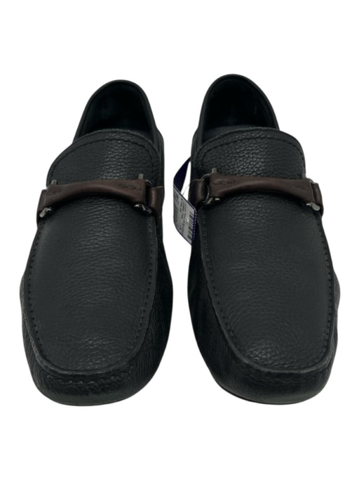 Ferragamo Shoe Size 8EE Black Leather Solid Driver Men's Shoes 8EE