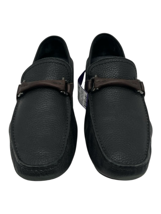 Ferragamo Shoe Size 8EE Black Leather Solid Driver Men's Shoes 8EE