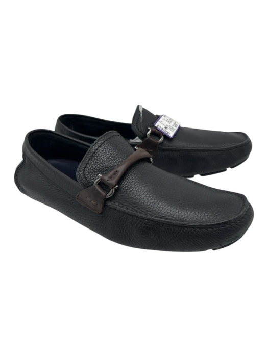 Ferragamo Shoe Size 8EE Black Leather Solid Driver Men's Shoes 8EE