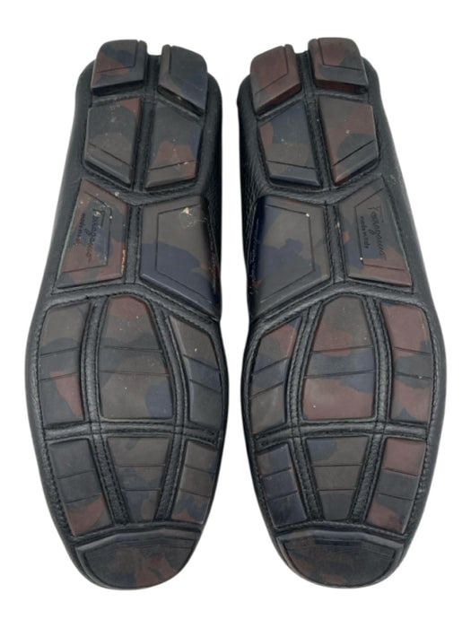 Ferragamo Shoe Size 8EE Black Leather Solid Driver Men's Shoes 8EE