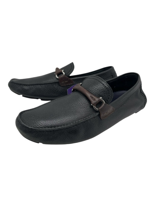 Ferragamo Shoe Size 8EE Black Leather Solid Driver Men's Shoes 8EE