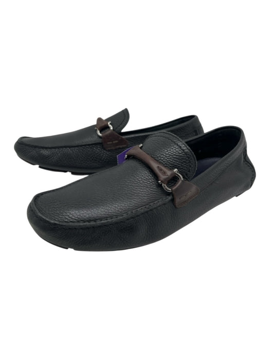 Ferragamo Shoe Size 8EE Black Leather Solid Driver Men's Shoes 8EE