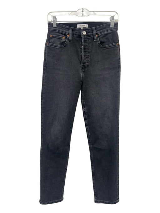 RE/DONE Size 25 Washed Black Cotton Blend Button Fly High Rise Tapered Jeans Washed Black / 25