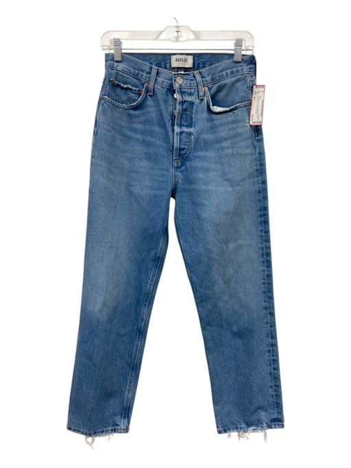 Agolde Size 24 Light Wash Cotton Distressed Button Fly Mid Rise Ankle Jeans Light Wash / 24