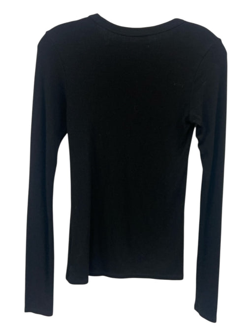 Enya Costa Size S Black Viscose Blend Ribbed Knit Cut Out Long Sleeve Top Black / S