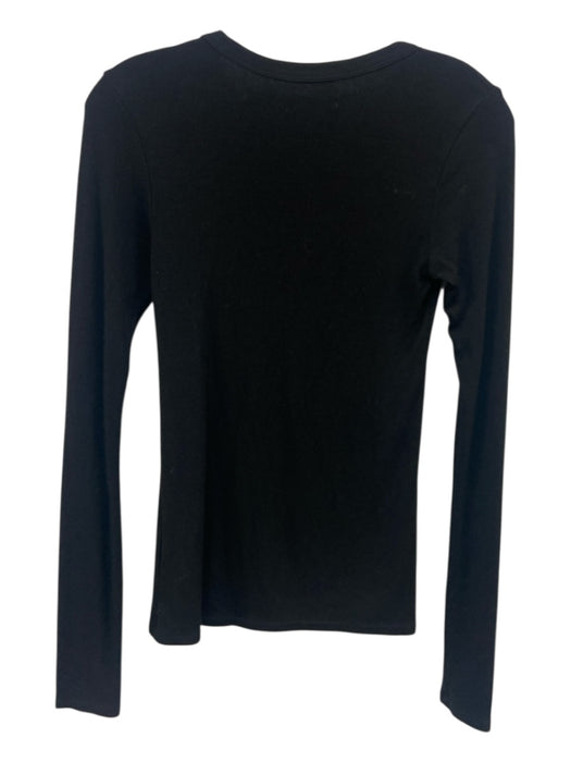 Enya Costa Size S Black Viscose Blend Ribbed Knit Cut Out Long Sleeve Top Black / S