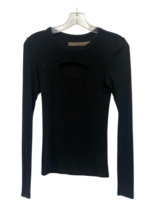 Enya Costa Size S Black Viscose Blend Ribbed Knit Cut Out Long Sleeve Top Black / S